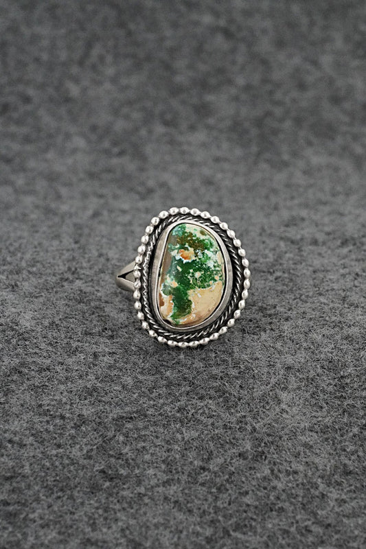 Turquoise & Sterling Silver Ring - Randy Billy - Size 10.5