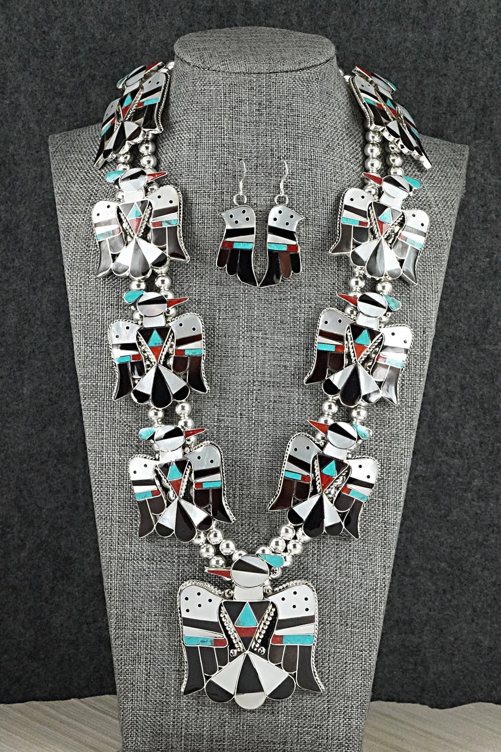 Multi-Stone & Sterling Silver Inlay Necklace Set - Bobby Shack