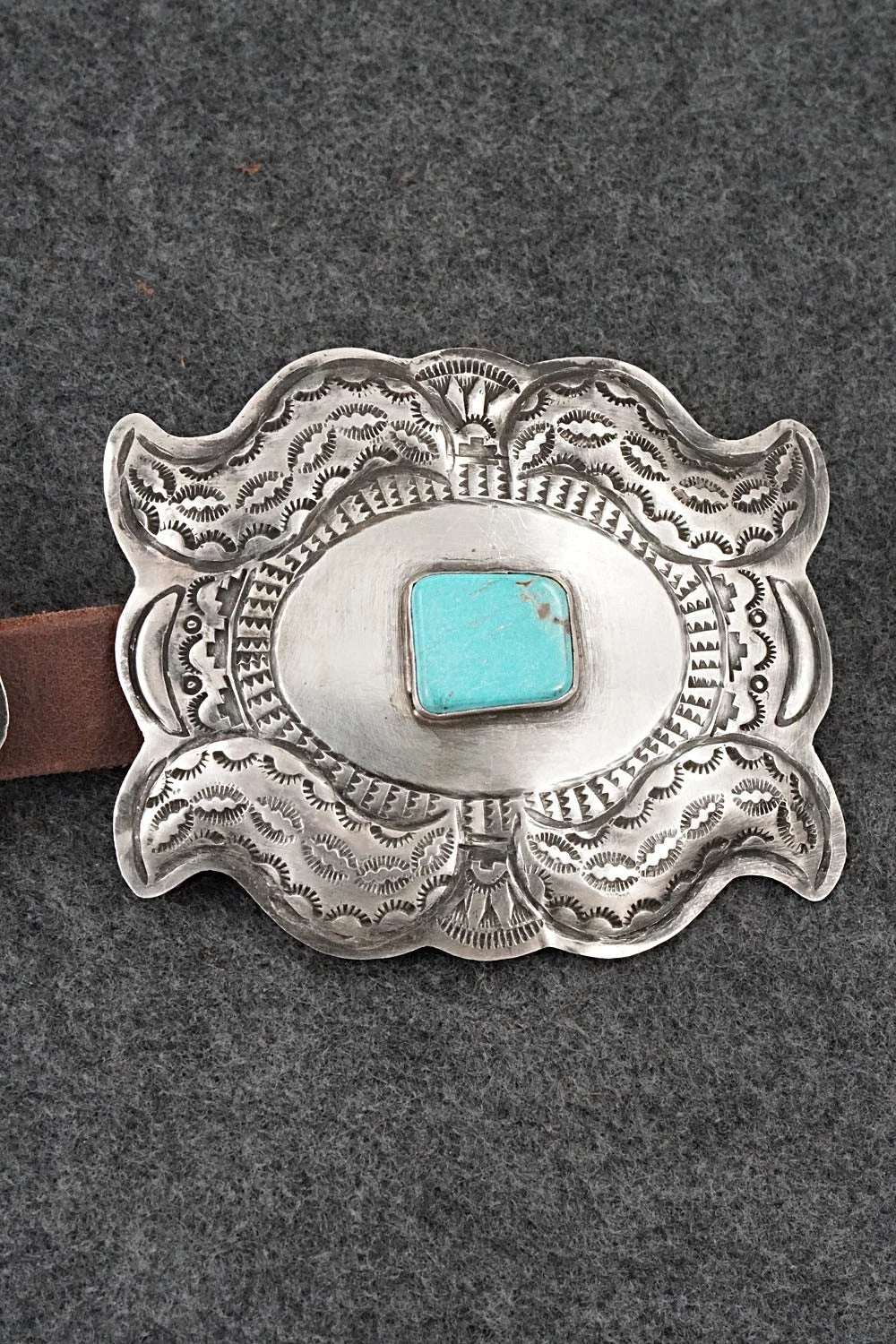 Turquoise, Sterling Silver & Leather Concho Belt - Dan Morgan