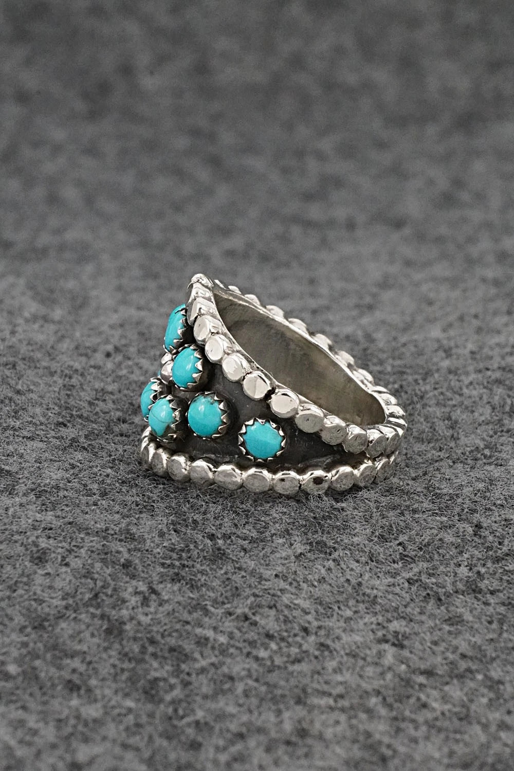 Turquoise & Sterling Silver Ring - Kenny Lonjose - Size 8.5