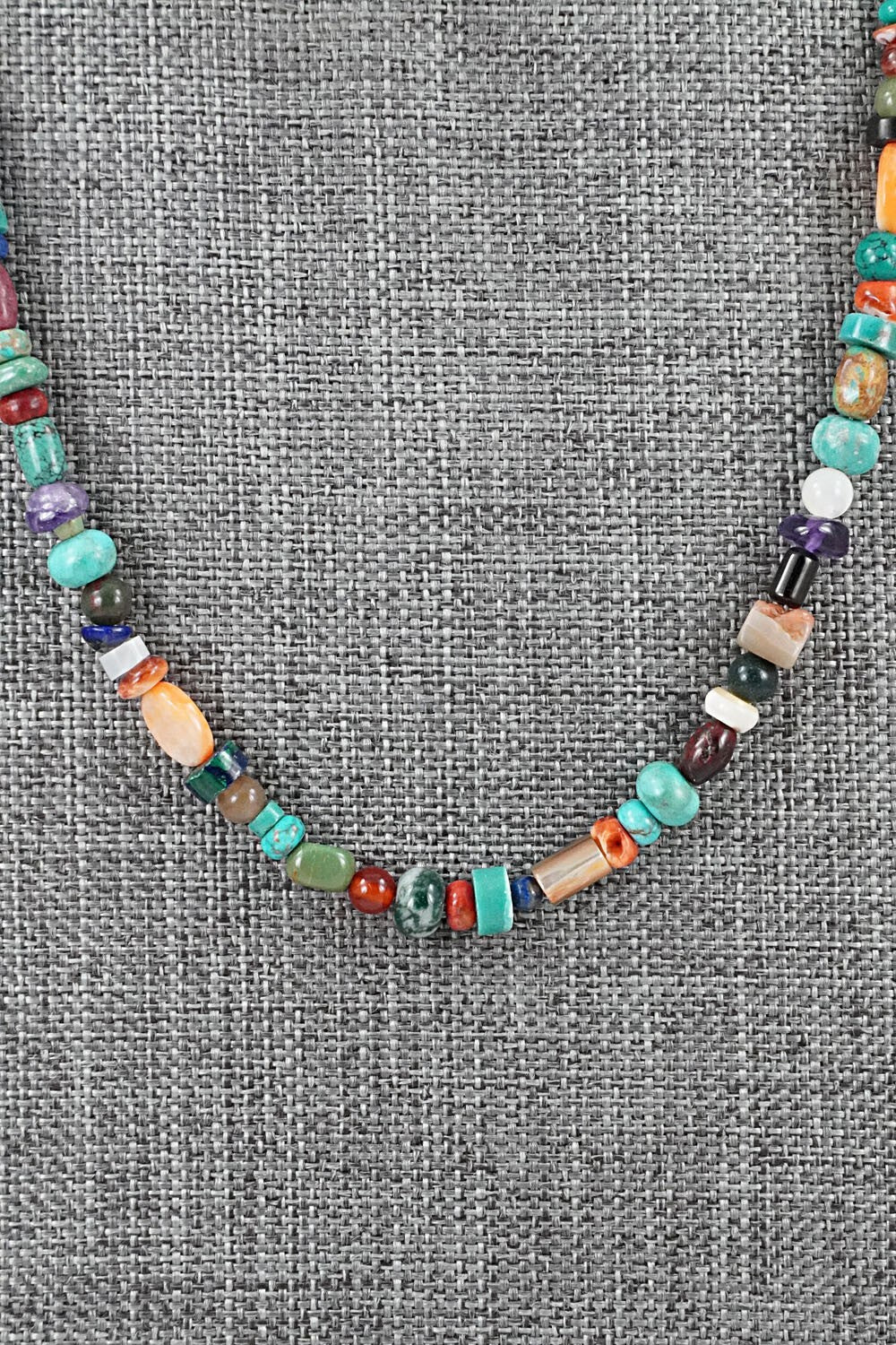 Multi-Stone & Sterling Silver Necklace 18" - Helen Tsosie