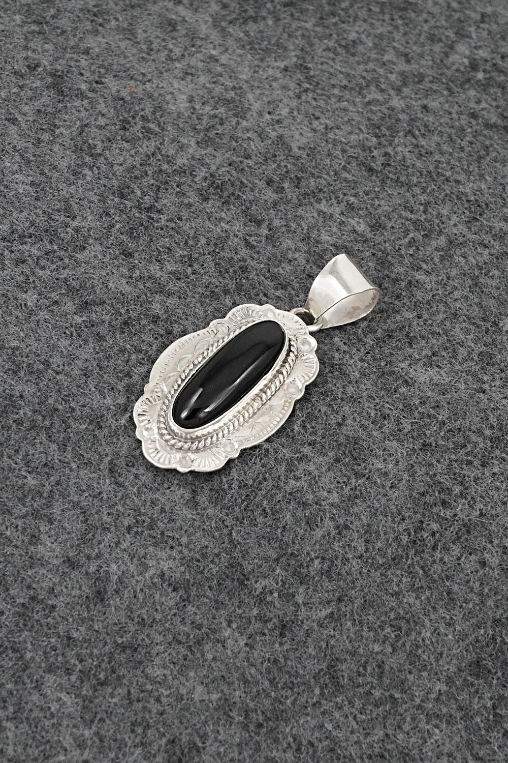 Onyx & Sterling Silver Pendant - Peggy Skeets