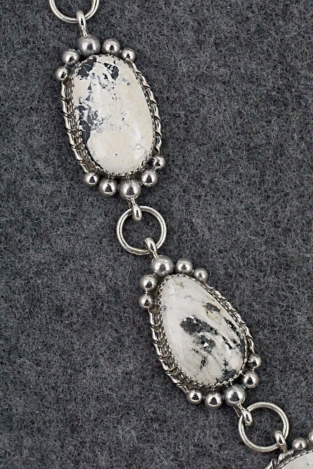 White Buffalo & Sterling Silver Necklace & Earrings Set - Alvin Joe