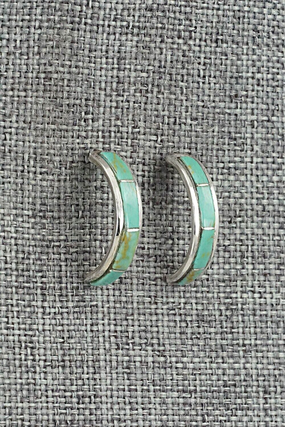 Turquoise & Sterling Silver Hoop Earrings - Alton Tom