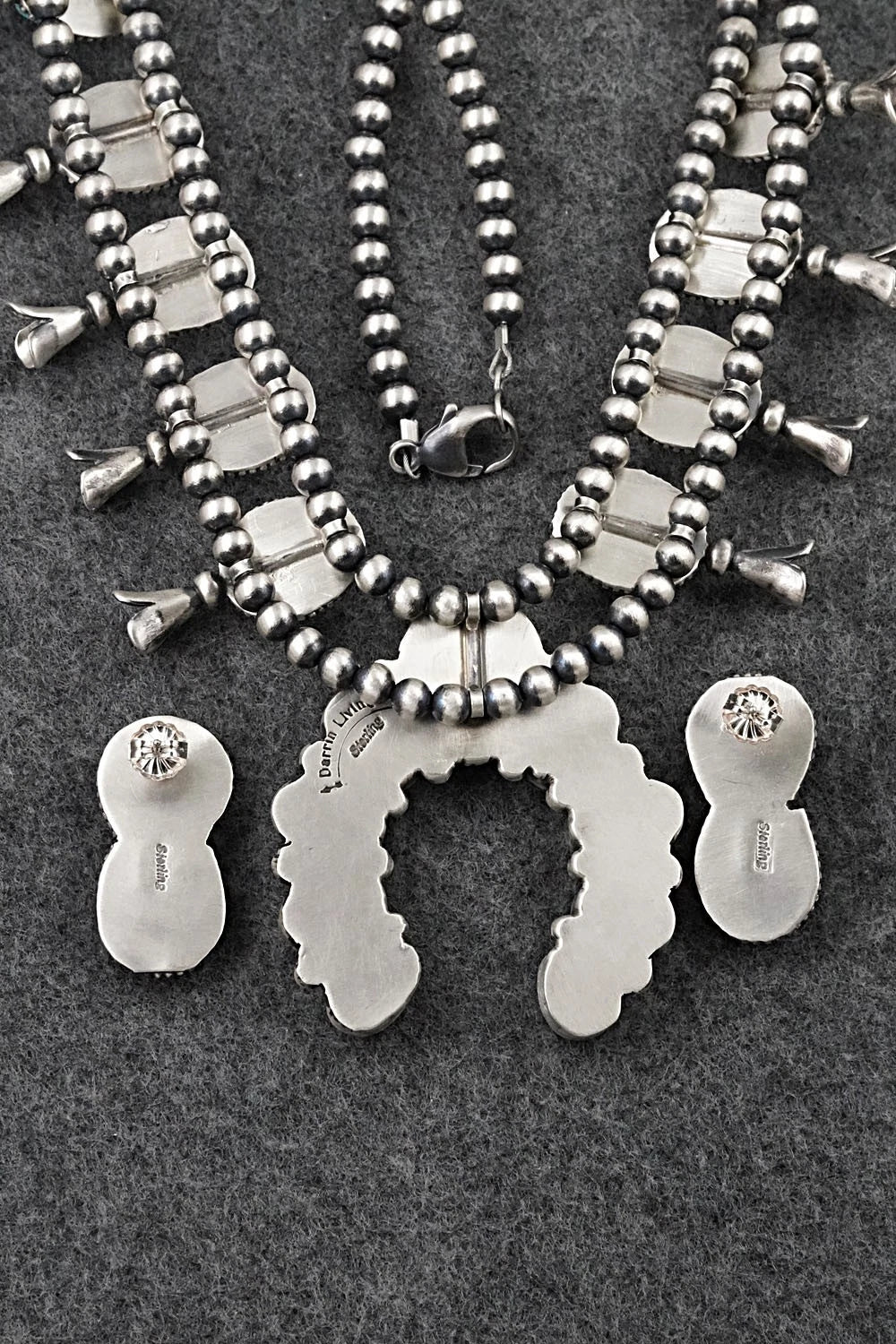 Turquoise & Sterling Silver Squash Blossom Set - Darrin Livingston