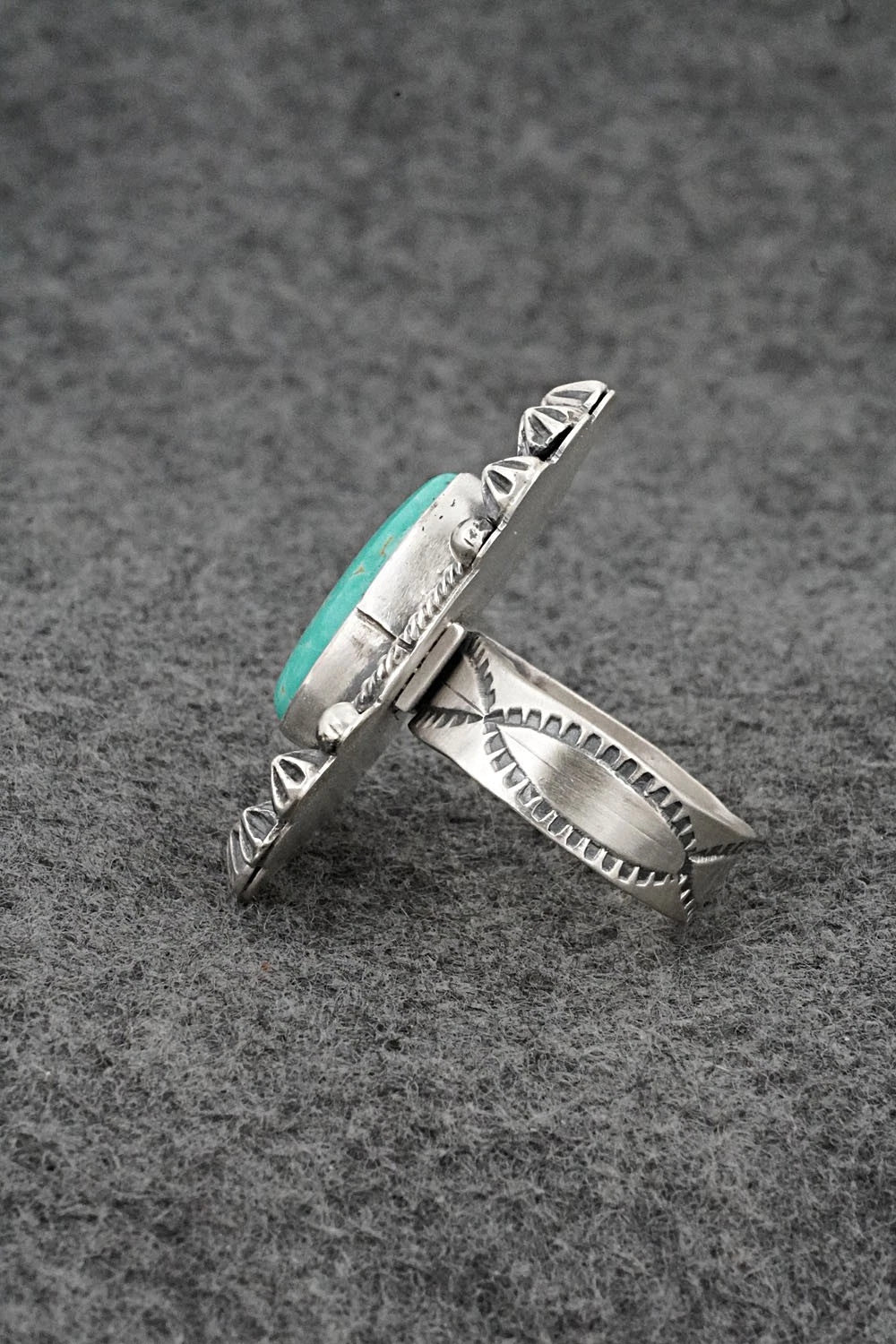 Turquoise & Sterling Silver Ring - Cordell Platero - Size Adjustable