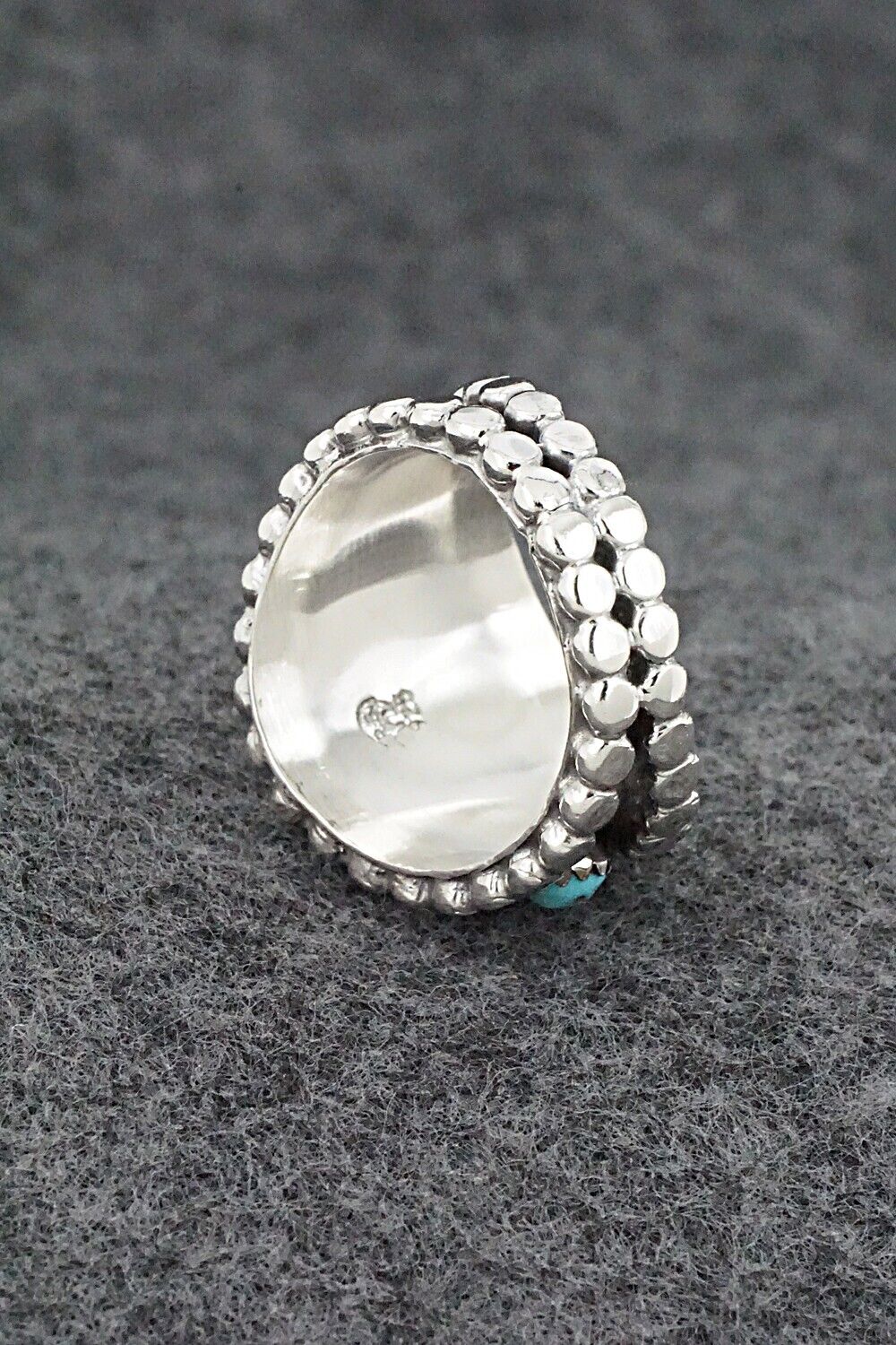 Turquoise & Sterling Silver Ring - Kenny Lonjose - Size 9