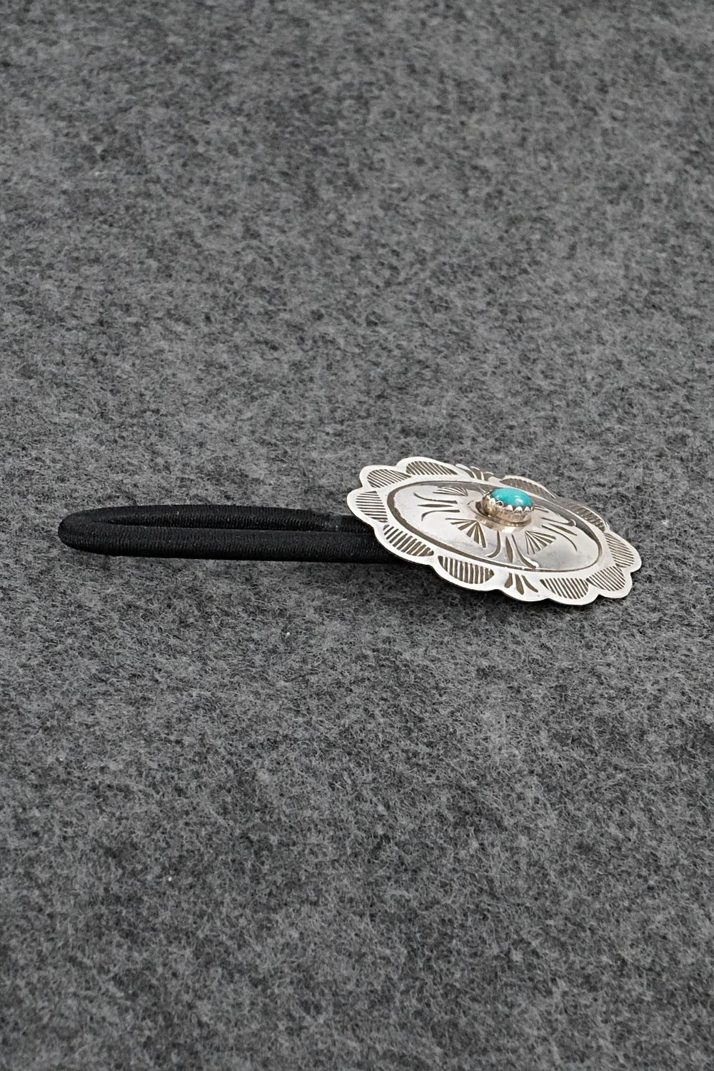 Turquoise & Sterling Silver Hair Tie - Bertha Begay