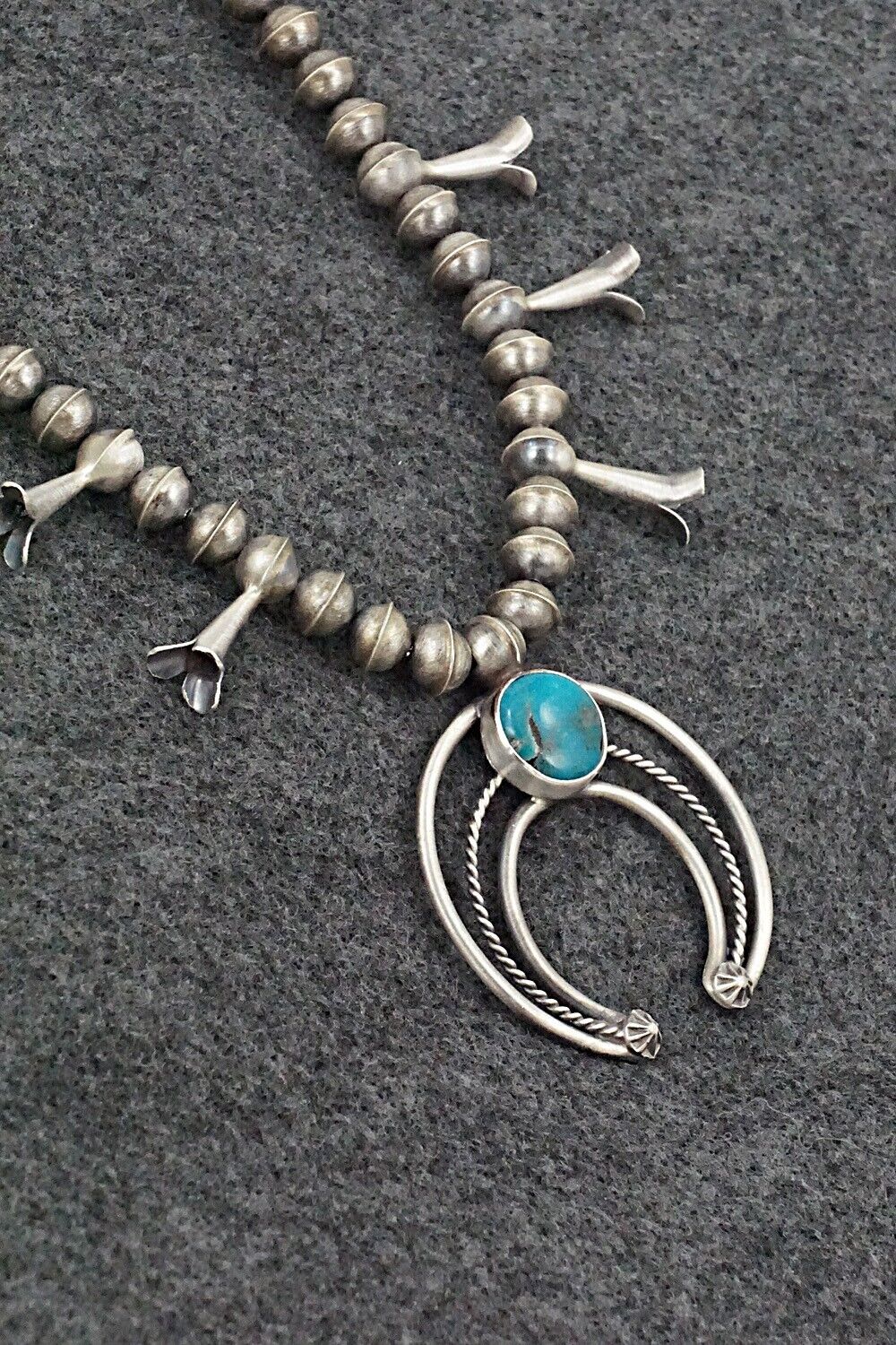 Turquoise & Sterling Silver Squash Blossom Necklace - Phil Garcia