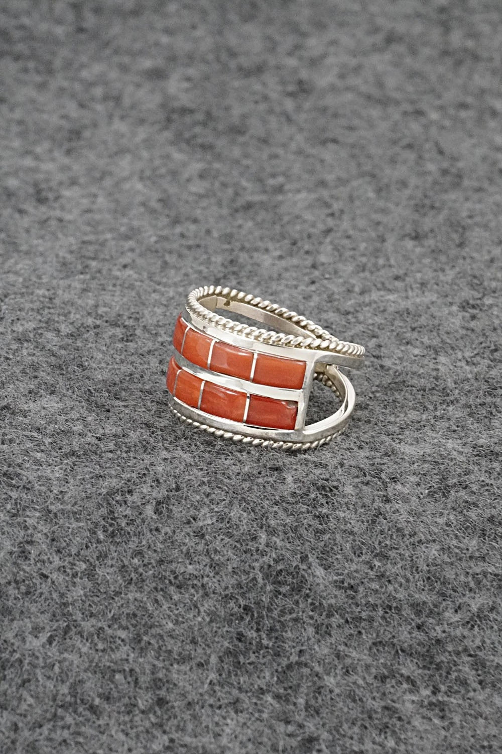 Coral and Sterling Silver Ring - Bruce Johnson - Size 7