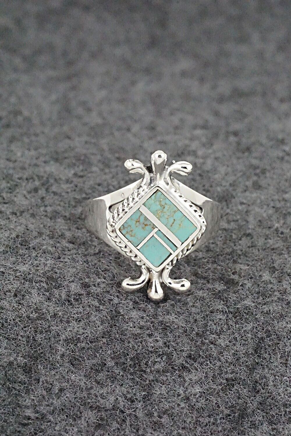 Turquoise & Sterling Silver Inlay Ring - James Manygoats - Size 7.25