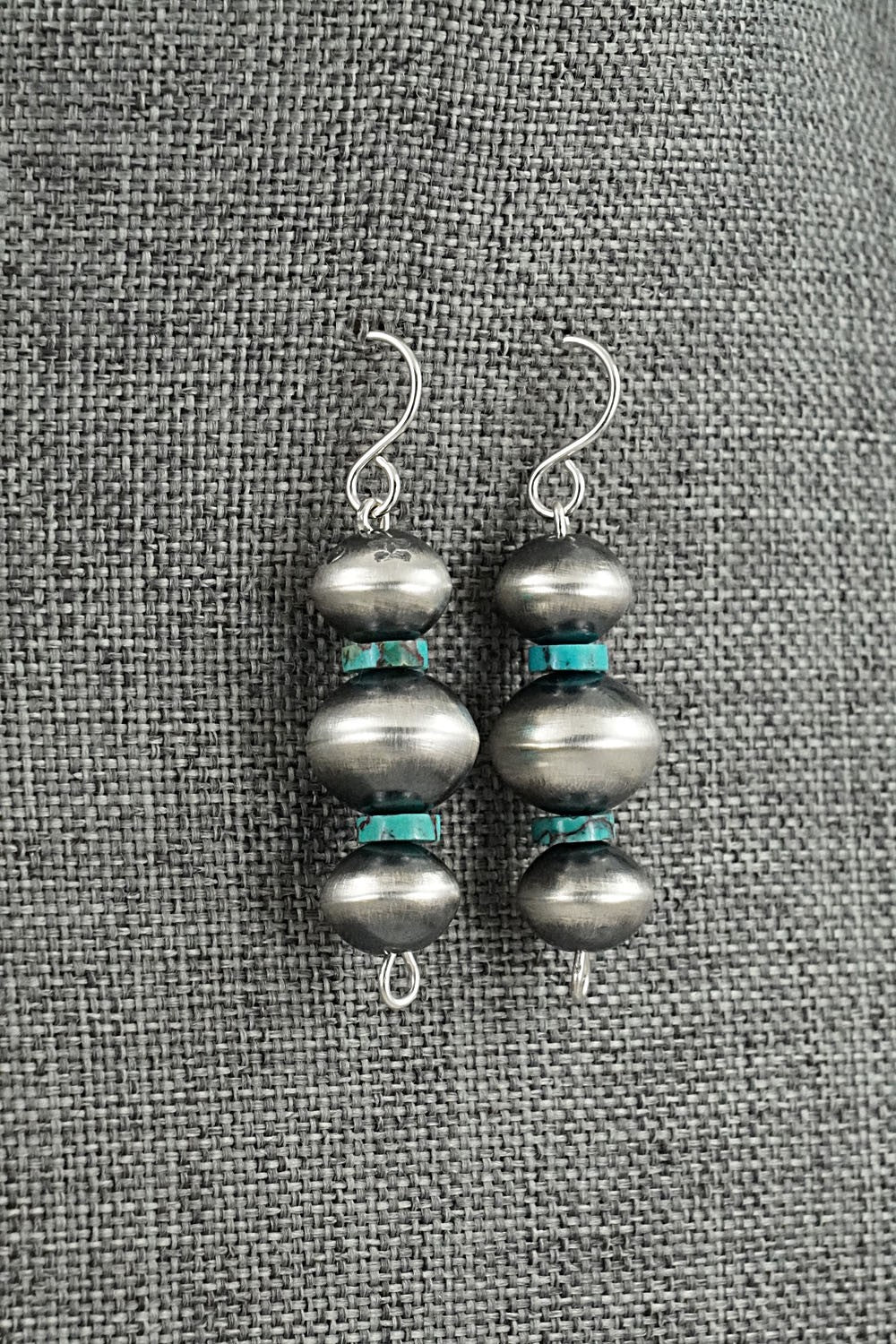 Turquoise & Sterling Silver Navajo Pearl Earrings - Tonisha Haley