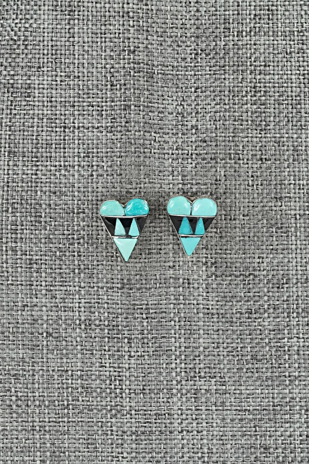 Turquoise, Onyx & Sterling Silver Earrings - Carol Vacit