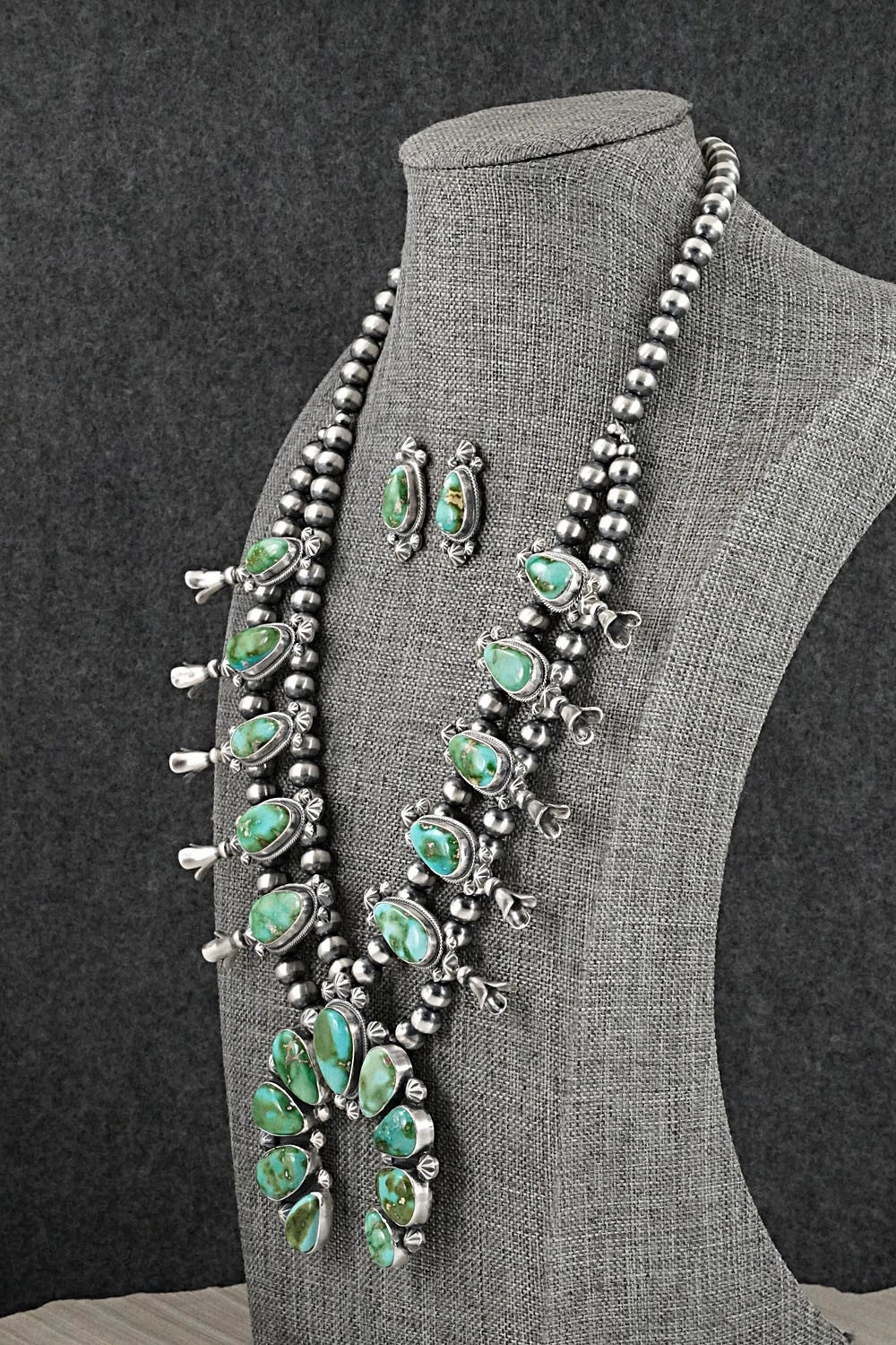 Turquoise & Sterling Silver Squash Blossom Set - Darrin Livingston