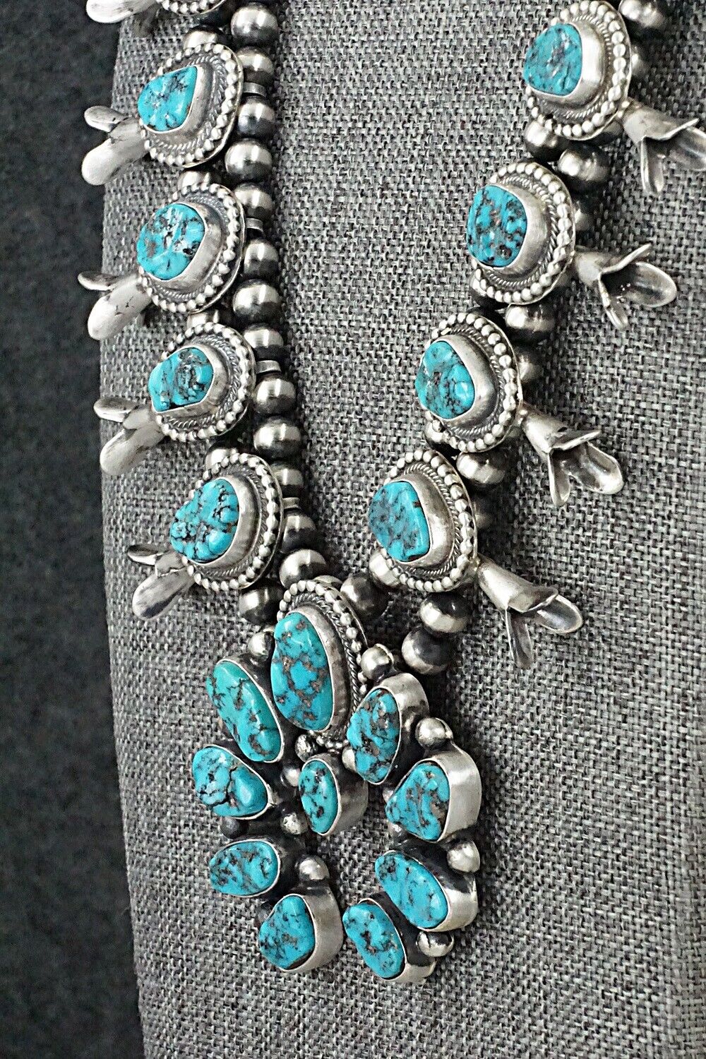 Turquoise & Sterling Silver Squash Blossom Set - Bobby Johnson