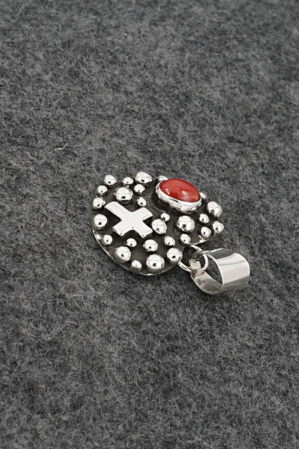 Coral & Sterling Silver Pendant - Raymond Coriz