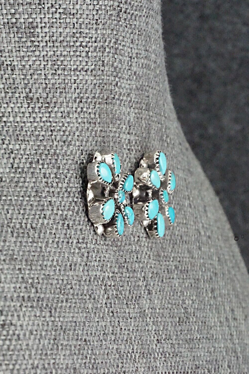 Turquoise & Sterling Silver Earrings - Lorencita Walela