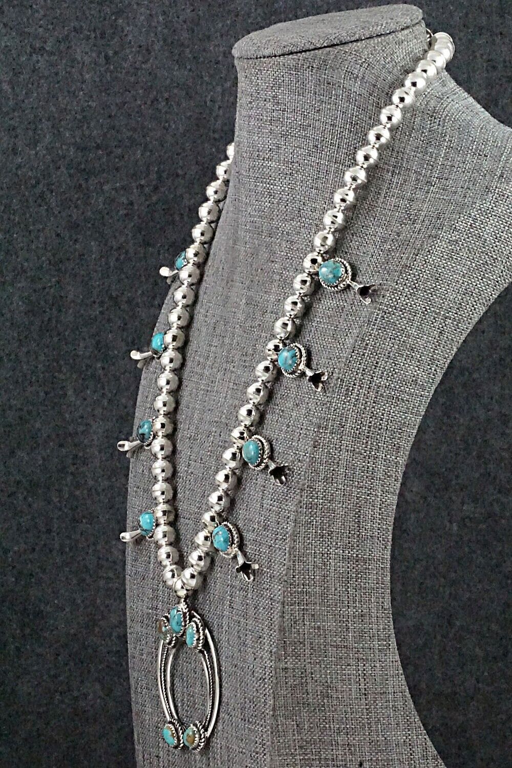 Turquoise & Sterling Silver Squash Blossom Necklace Phil Garcia