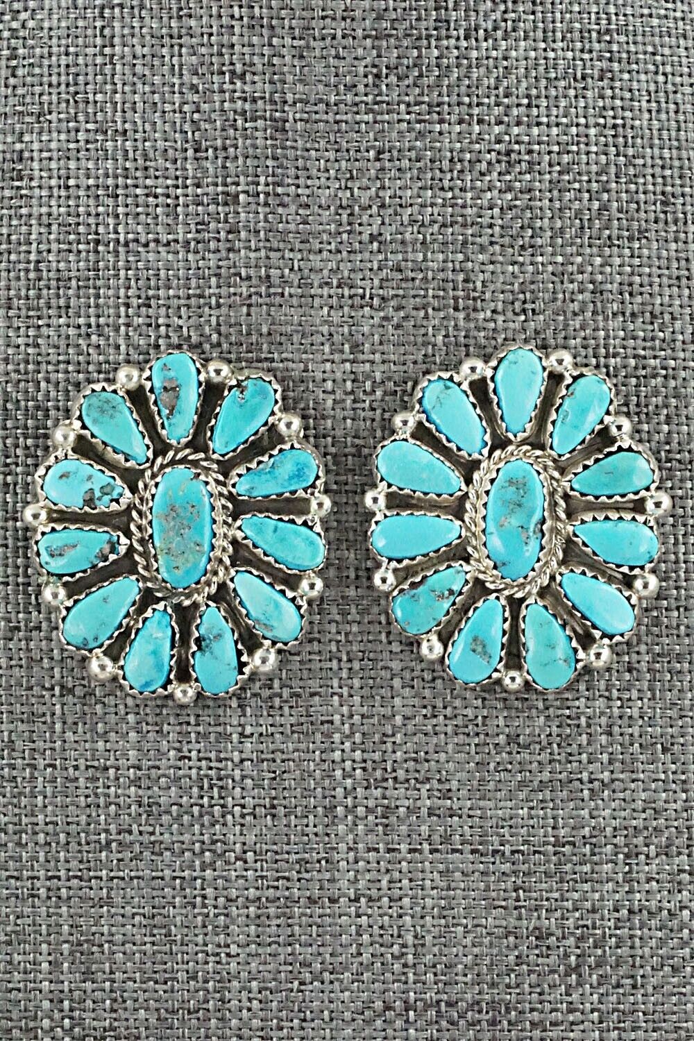 Turquoise & Sterling Silver Squash Blossom Set - Eunise Wilson