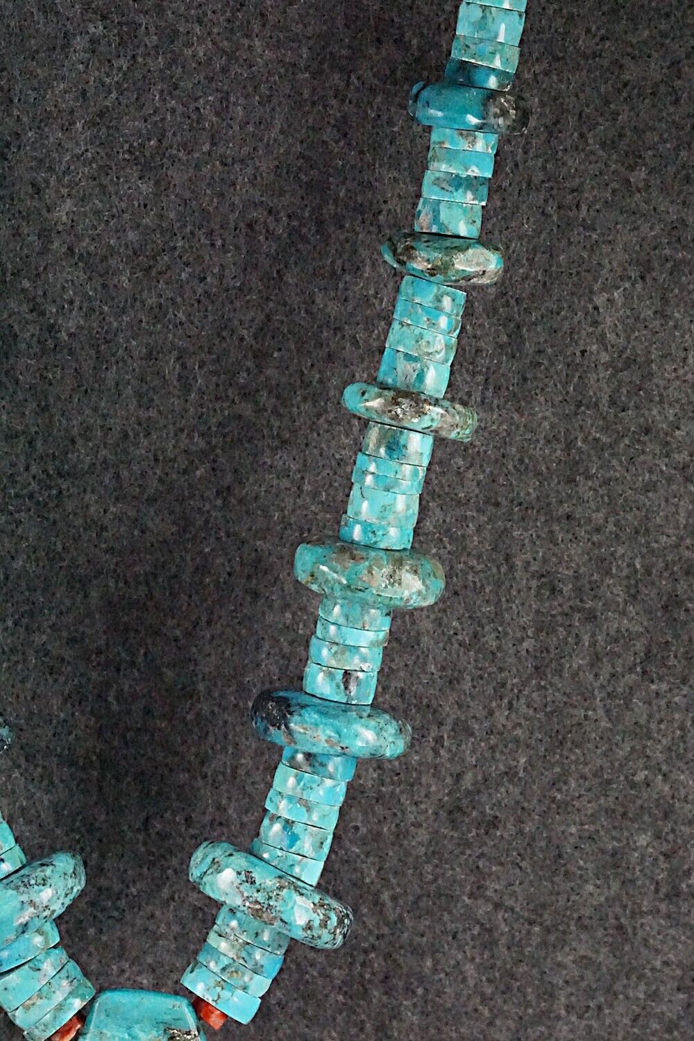 Spiny Oyster, Turquoise & Sterling Silver Necklace - Lupe Lovato