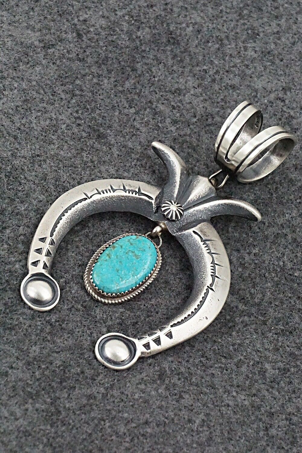 Turquoise & Sterling Silver Pendant - Martha Cayatineto