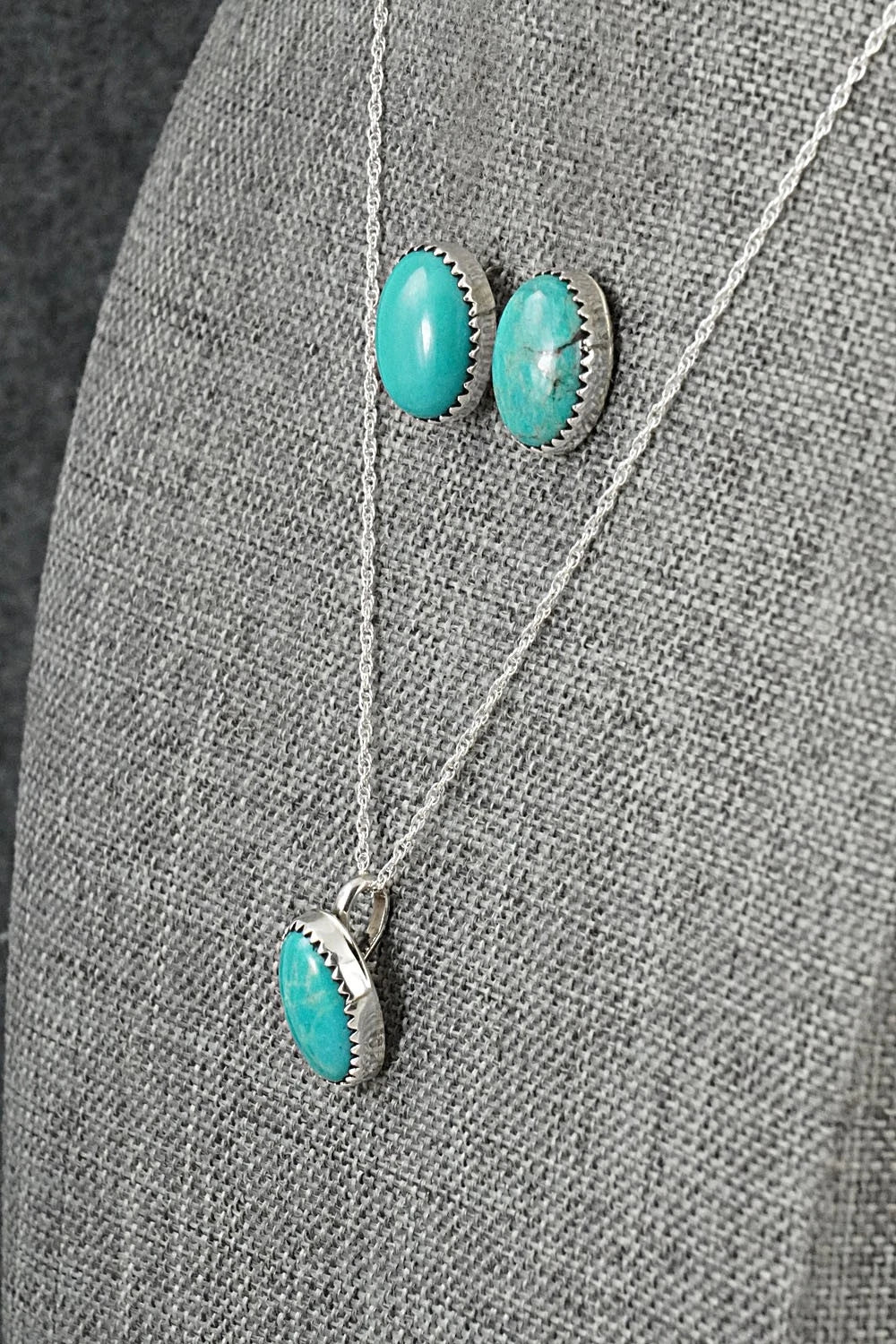 Turquoise & Sterling Silver Necklace Set - Murray Hannaweeka