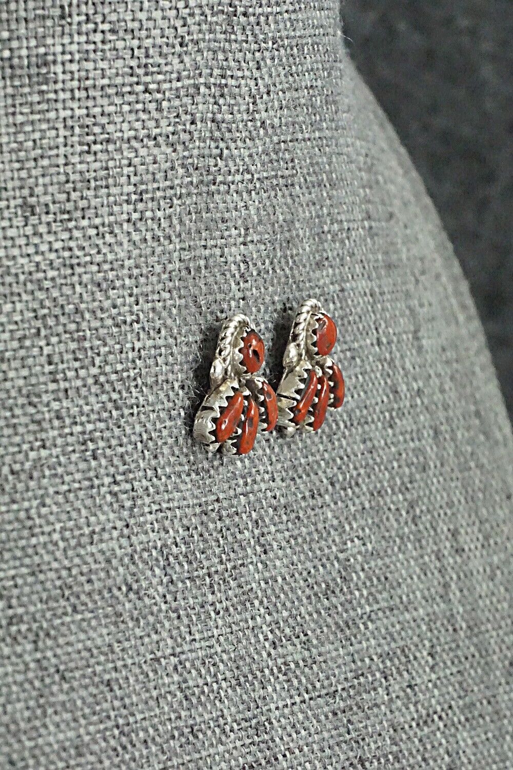 Coral & Sterling Silver Earrings - George Gasper