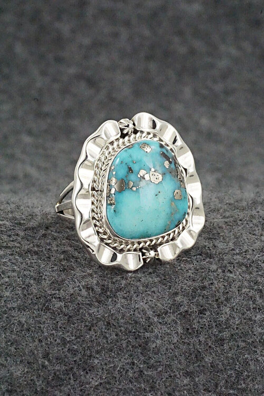 Turquoise & Sterling Silver Ring - Samuel Yellowhair - Size 8.25