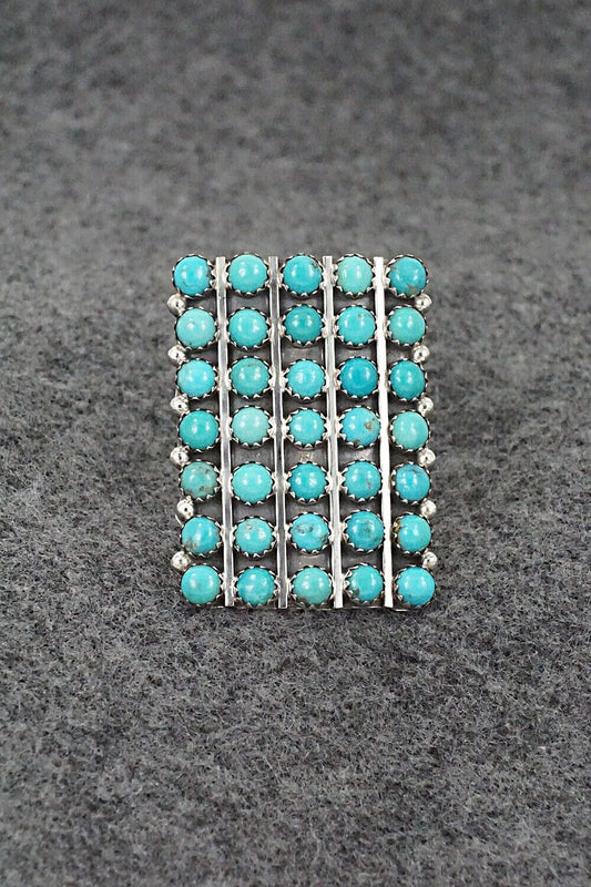 Turquoise & Sterling Silver Ring - Kenny Lonjose - Size 7.5