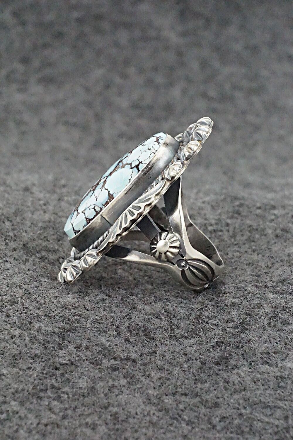 Turquoise & Sterling Silver Ring - Raymond Delgarito - Size 8.5