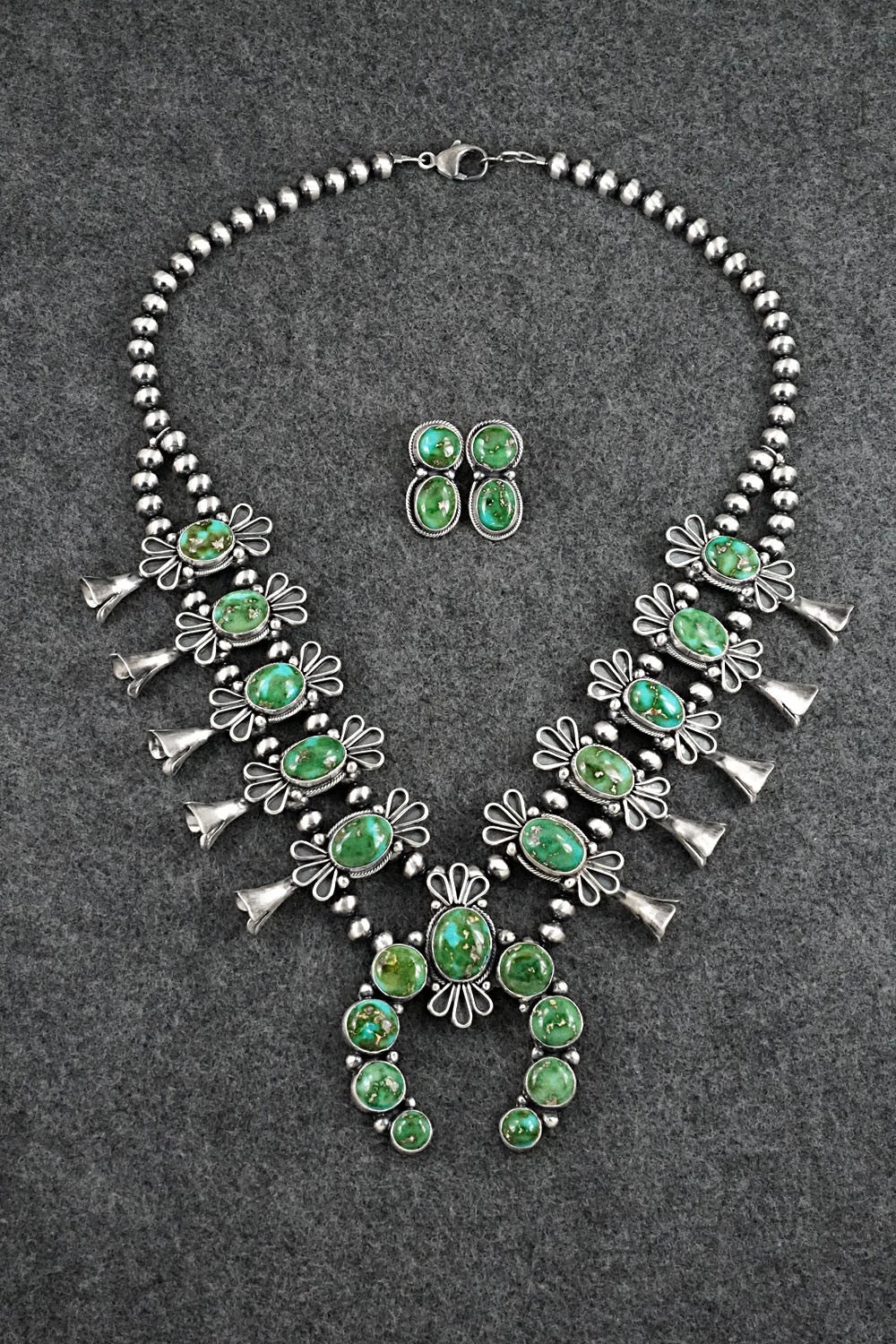 Turquoise & Sterling Silver Squash Blossom Set - Darrin Livingston