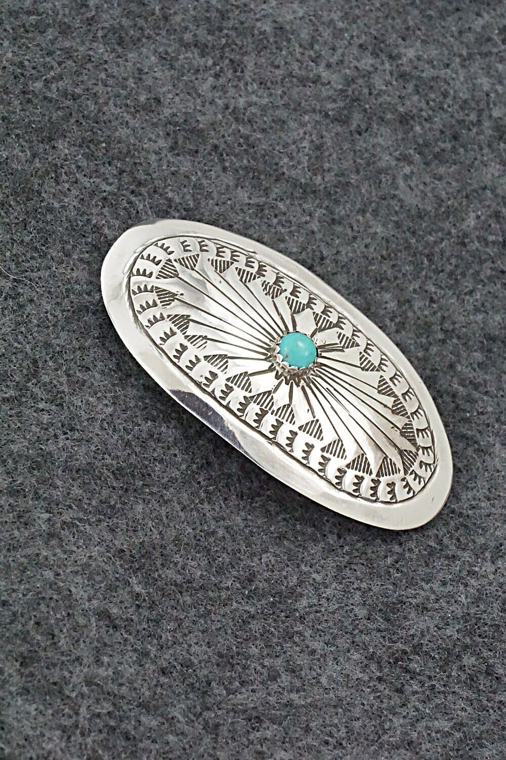Turquoise & Sterling Silver Hair Barrette - Arlene Soce