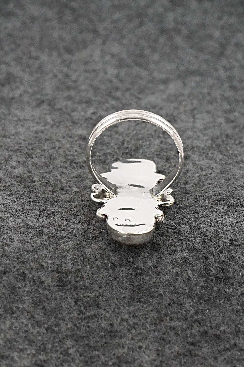 Turquoise, Spiny Oyster & Sterling Silver Ring - Priscilla Reeder - Size 8.5