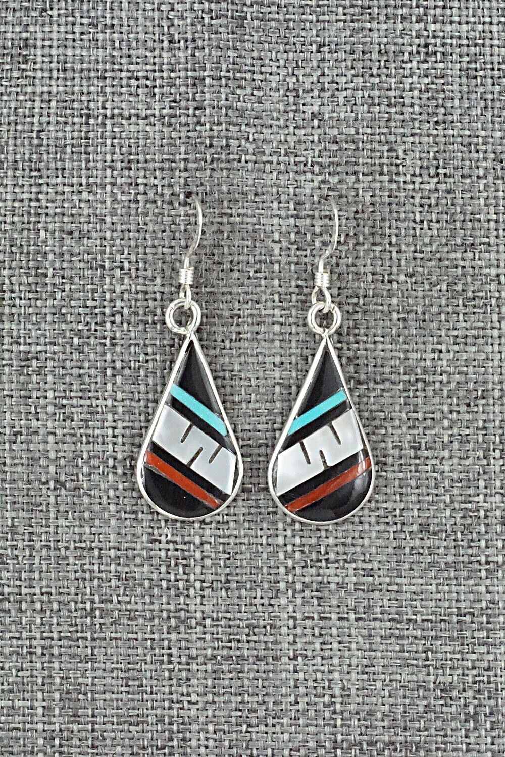 Multi Stone & Sterling Silver Inlay Earrings - Rhianna Kallestewa