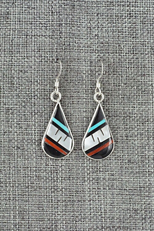 Multi Stone & Sterling Silver Inlay Earrings - Rhianna Kallestewa