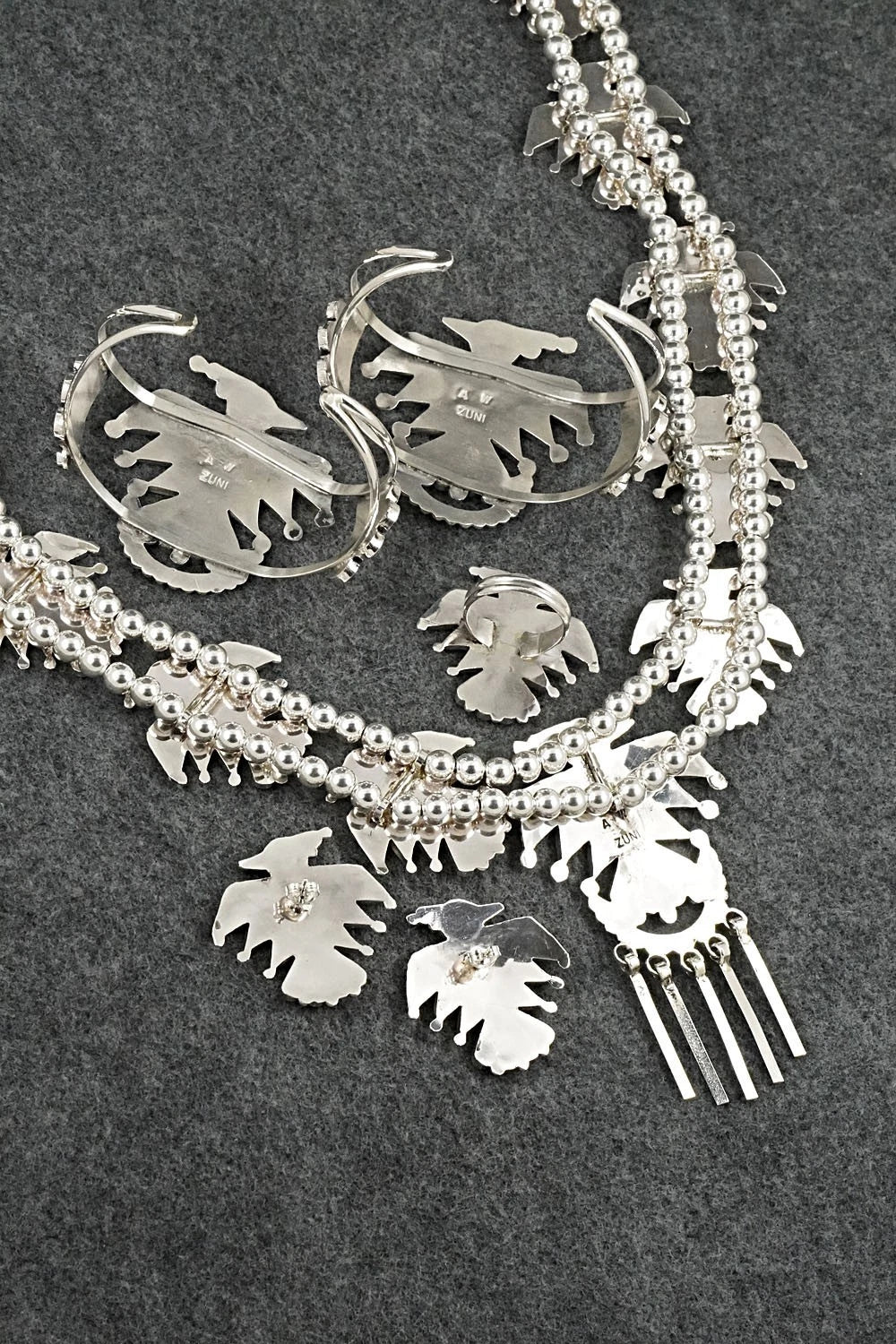 Multi-Stone & Sterling Silver Inlay Necklace Set - Adrian Wallace
