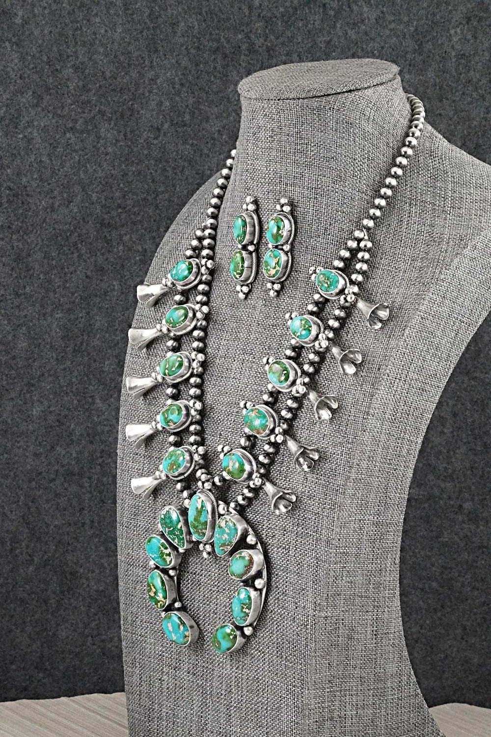 Turquoise & Sterling Silver Squash Blossom Set - Darrin Livingston