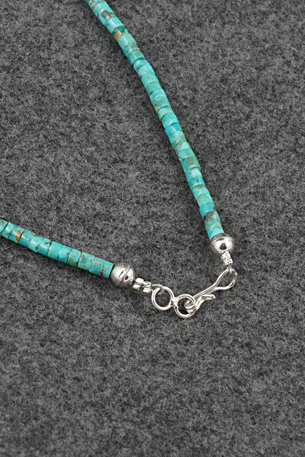 Turquoise, Onyx & Sterling Silver Necklace 19" - Helen Tsosie
