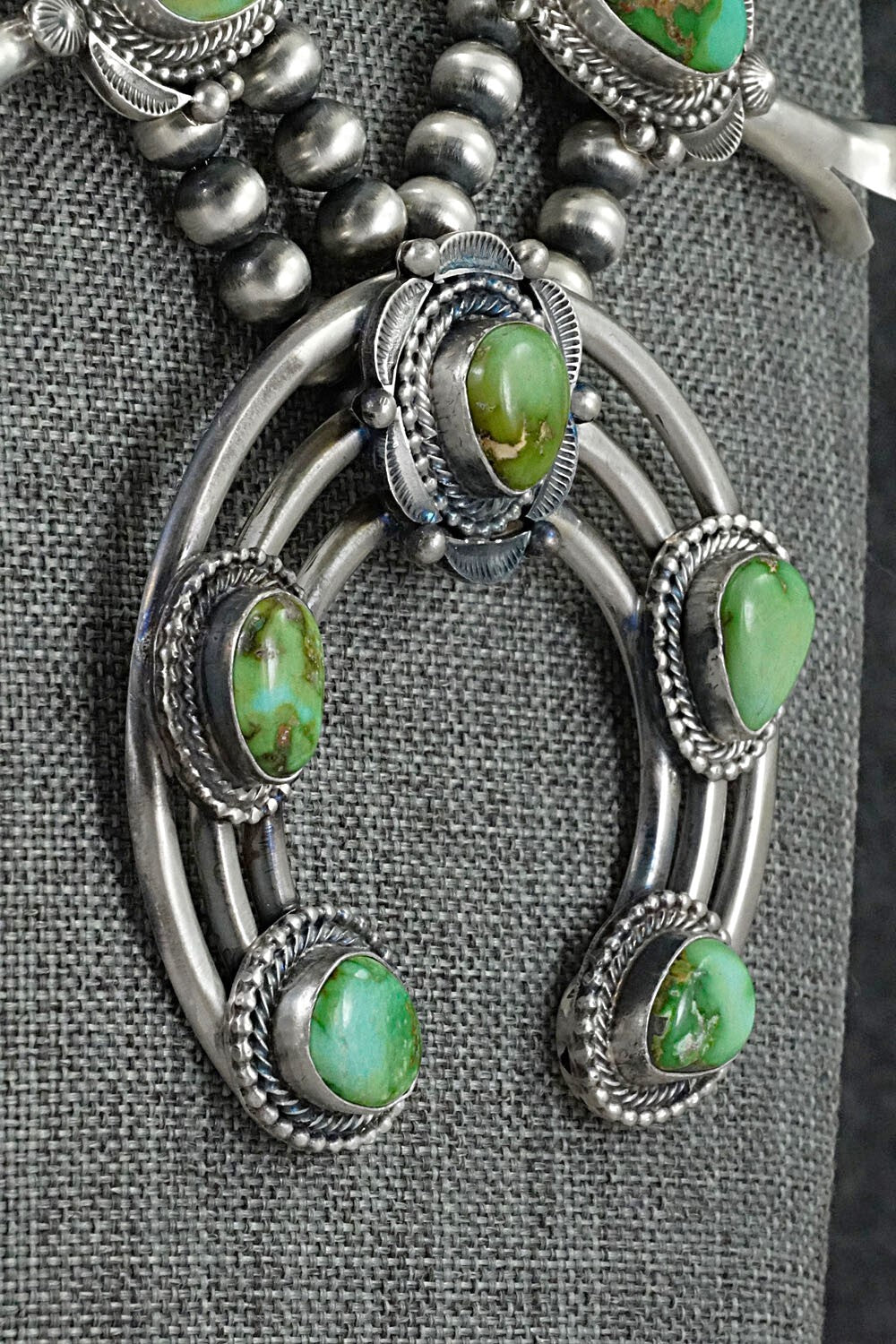 Turquoise & Sterling Silver Squash Blossom Set - Tom Lewis
