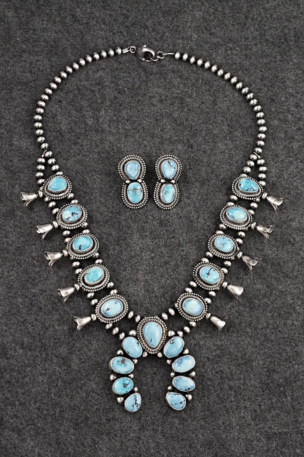 Turquoise & Sterling Silver Squash Blossom Set - Darrin Livingston