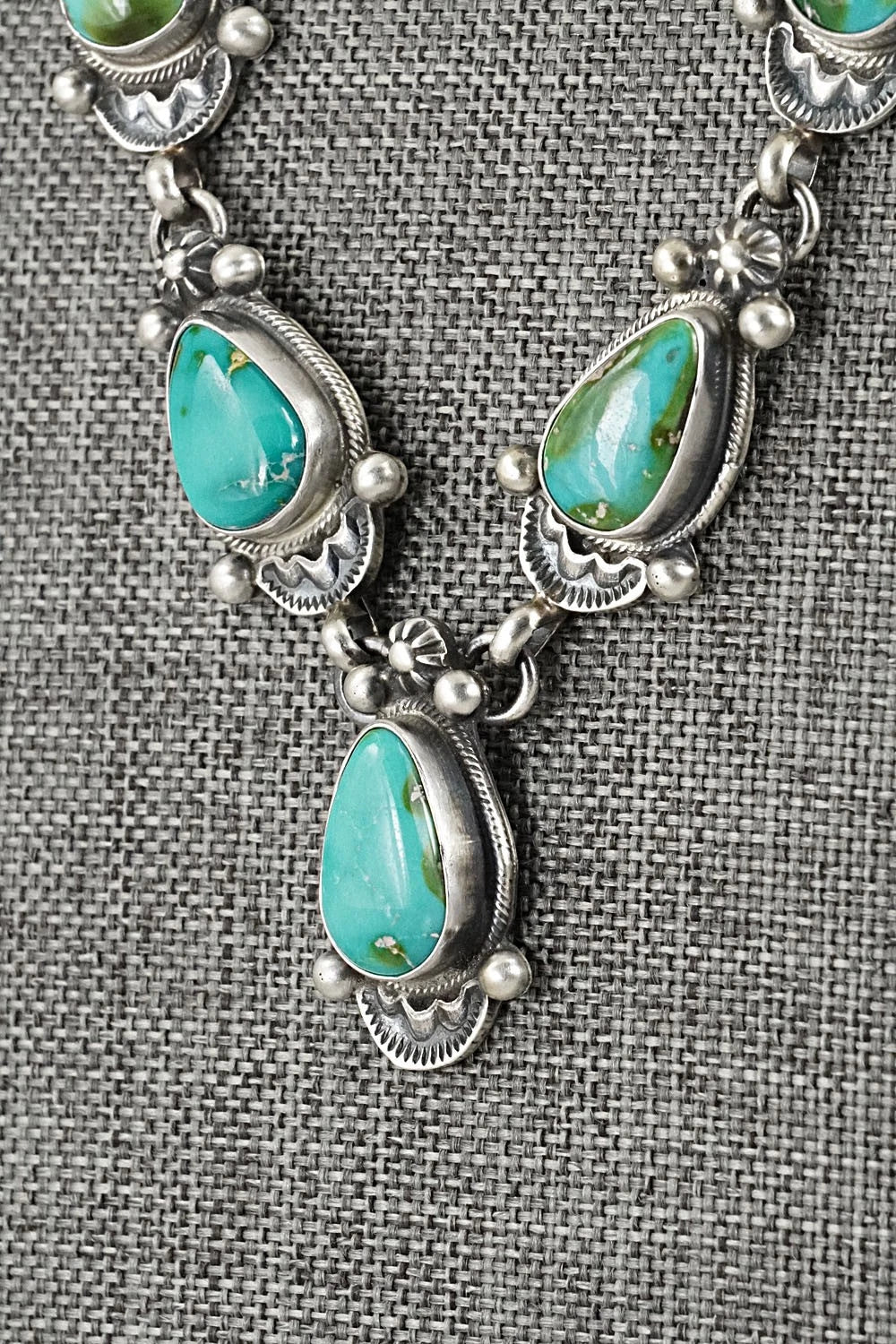 Turquoise & Sterling Silver Necklace and Earrings Set - Kathleen Livingston
