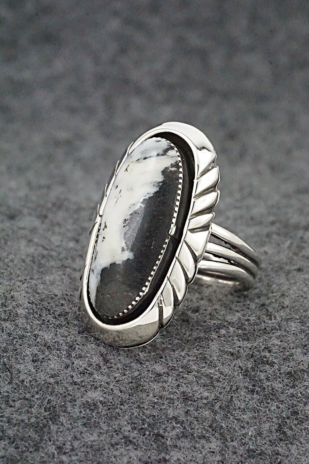 White Buffalo & Sterling Silver Ring - Myra Benally - Size 7.25
