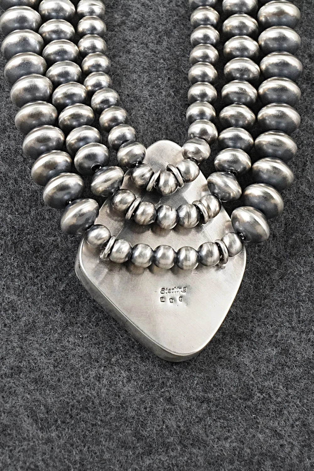 Turquoise & Sterling Silver Navajo Pearl Necklace - Gruber & Halwood