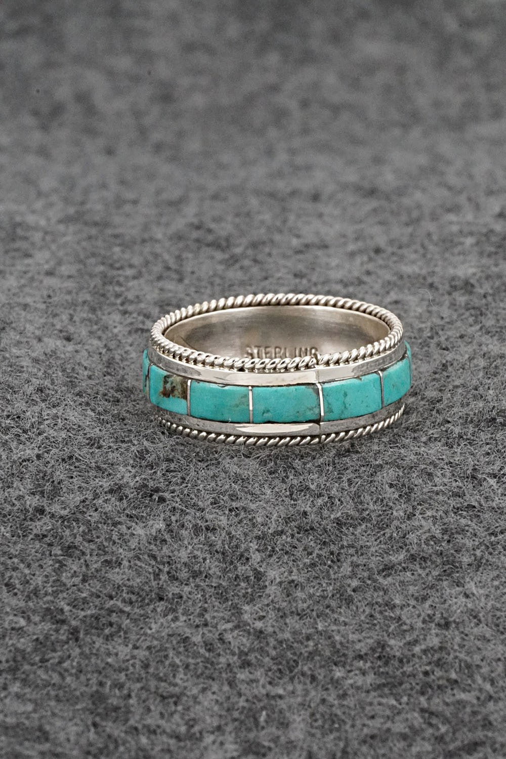 Turquoise & Sterling Silver Ring - Bruce Johnson - Size 9.5