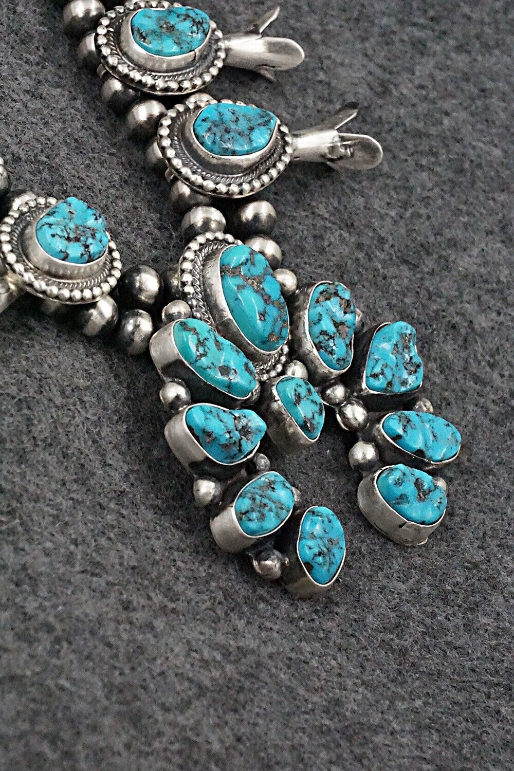 Turquoise & Sterling Silver Squash Blossom Set - Bobby Johnson