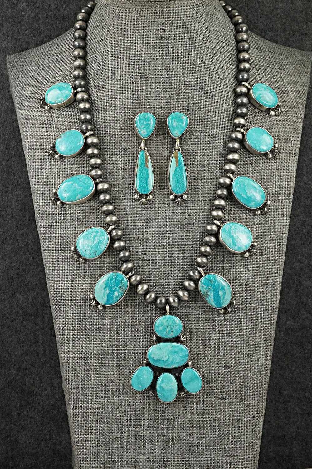 Turquoise & Sterling Silver Necklace Set - Darrin Livingston