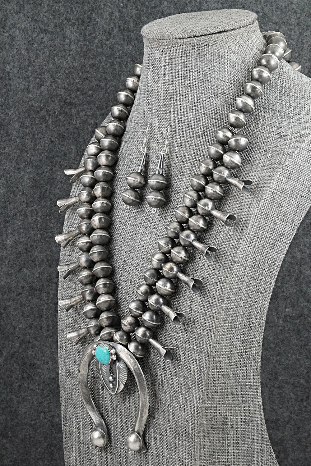 Turquoise & Sterling Silver Squash Blossom Set - Gilbert Martin