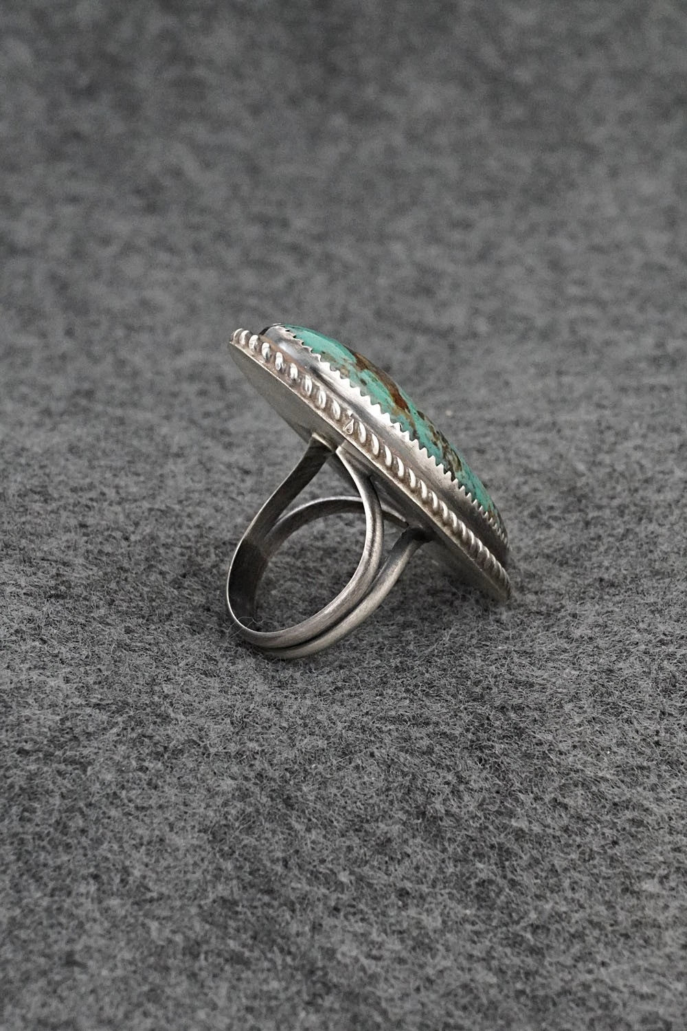 Turquoise & Sterling Silver Ring - Leslie Nez - Size 7.5