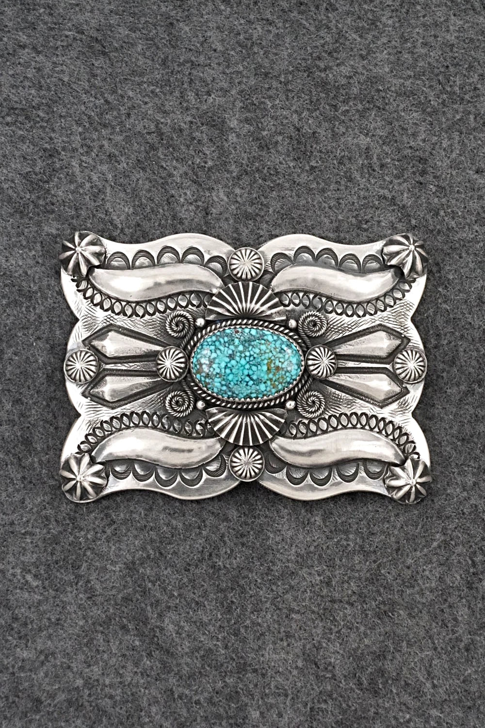 Turquoise & Sterling Silver Belt Buckle - Delbert Gordon