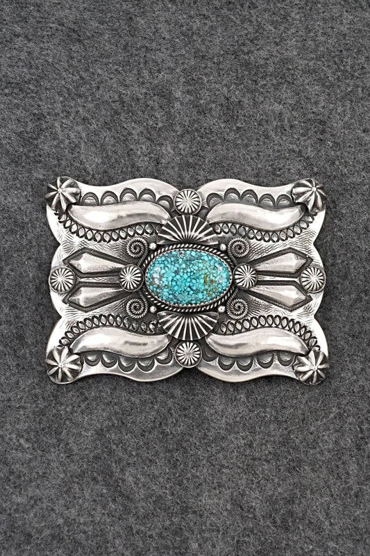 Turquoise & Sterling Silver Belt Buckle - Delbert Gordon